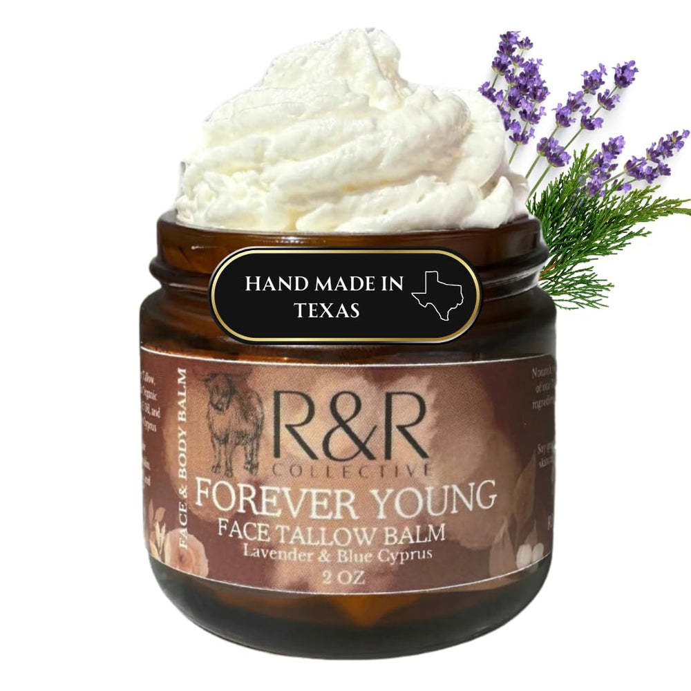 R&R Collective baume graisse-boeuf visage texture crème pour peau douce et hydratée