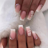 RTKHFZE uñas postizas cuadradas medianas, acabado brillante y uso diario