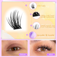Pestañas Ruairie clusters 3D natural para enfatizar la mirada sin esfuerzo.