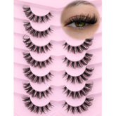 Ruairie Pestañas Falsas Mink Sintético 16 mm, 7 Pares – Aspecto Natural y Efecto Ojo de Gato