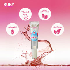 Ruby Kisses Aceite labial claro, aplicación suave que sella humedad