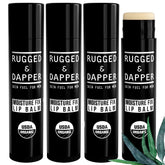 RUGGED & DAPPER bálsamo labial para hombres, tubo compacto, hidratación duradera día a día.