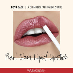 Runway Rogue Pearl Glam labial, acabado metalizado que realza mauve con destellos.