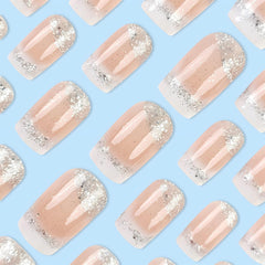 RUOKEXIN uñas postizas cuadradas de longitud media para estilo diario.