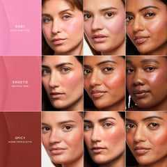 Saie Dew Liquid Blush Trio palette crème offrant texture légère et lumineuse