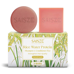 SAISZE barra champu arroz, limpieza suave y natural para el cabello.