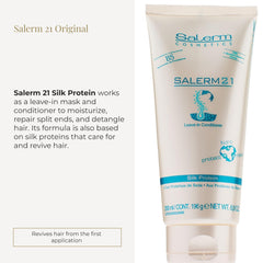Salerm 21 aporta brillo al cabello gracias a la seda.