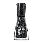 Esmalte Sally Hansen Insta-Dri negro con brillo blanco para uñas llamativas