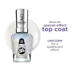 Sally Hansen Miracle Gel Unicorn Top Coat acabado brillo glitter en uñas