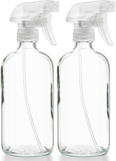 Sally's Organics botella de vidrio claro 16 onzas, ideal para limpiadores caseros reutilizables.
