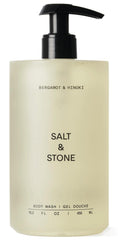 Salt & Stone gel de ducha Bergamota Hinoki, aroma cítrico para piel suave.