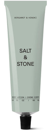 Salt & Stone Lotion Corps Bergamot Hinoki — bouteille visible, hydratation rapide et parfum frais.
