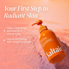 Saltair Exotic Pulp bottle label close-up highlights Monoi and Cupuacu benefits.