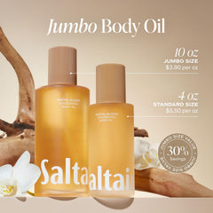 Calentar Saltair Santal Bloom entre las palmas para aplicar cómodamente.