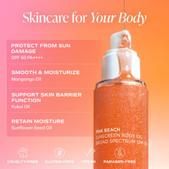 Saltair SPF Body Oil, textura ligera que se absorbe rápidamente para piel suave.