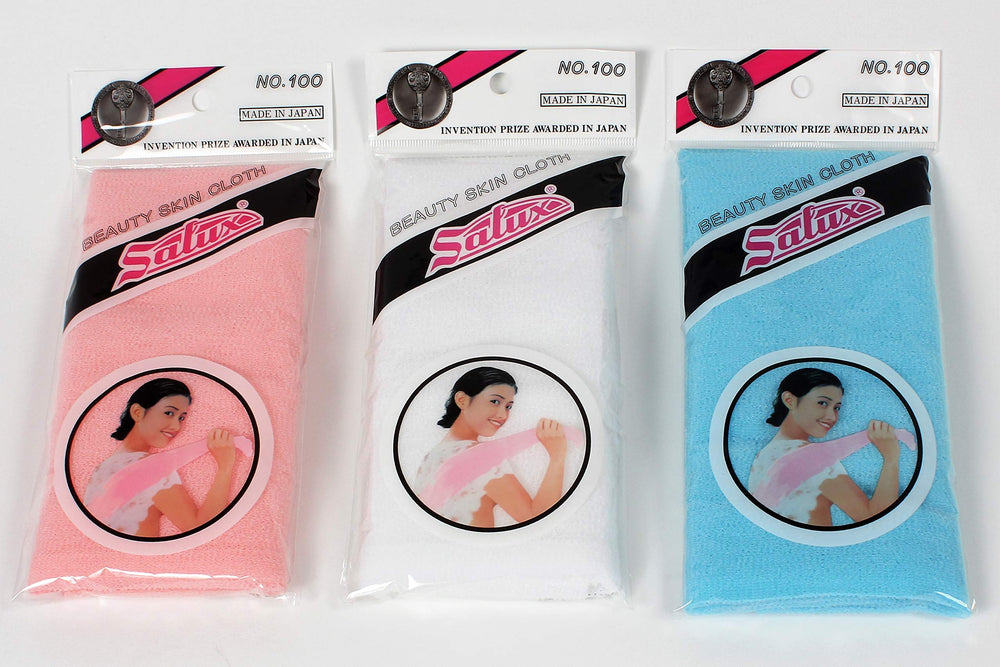SALUX toalla de baño de nylon en durazno, suave para la piel diaria.