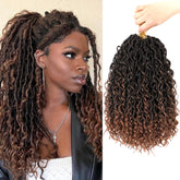 SamBraid Goddess Locs 14'' frente, look bohemio ligero y cómodo.