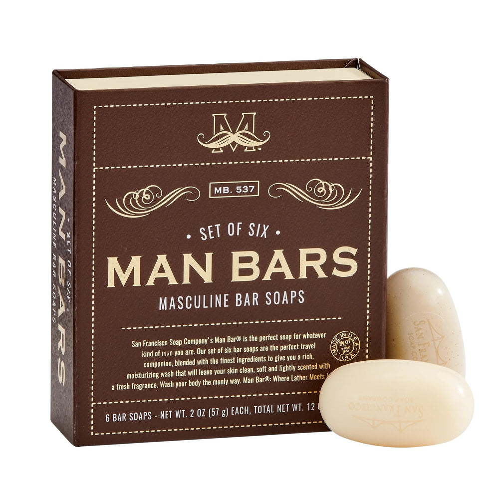 San Francisco Soap Company: set regalo hombre con 6 jabones 2 oz en empaque elegante.