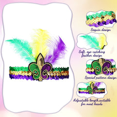 Diadema para fiestas y carnaval con plumas y lentejuelas, combina con múltiples conjuntos.
