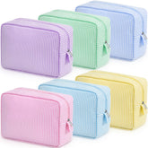 Sanwuta bolsa cosmética grande con rayas seersucker para viaje ordenado.