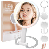 SANYCASA Espejo de maquillaje portátil con luces para retoques rápidos en casa o viaje.