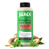 SAUCE Beauty Intense Repair Champu botella: estimulación de menta para cuero cabelludo y cabello suave.