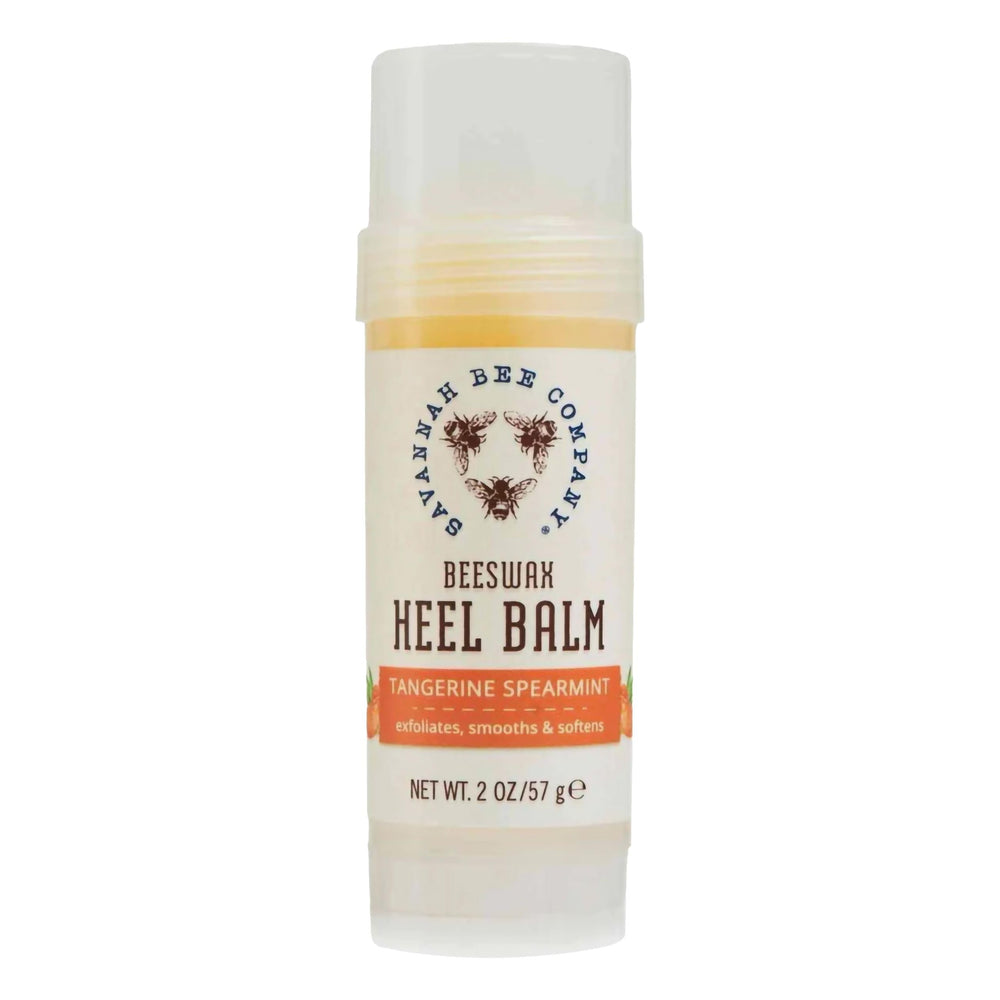 Bálsamo de talón Savannah Bee Company, envase con fragancia de mandarina para cuidado diario.