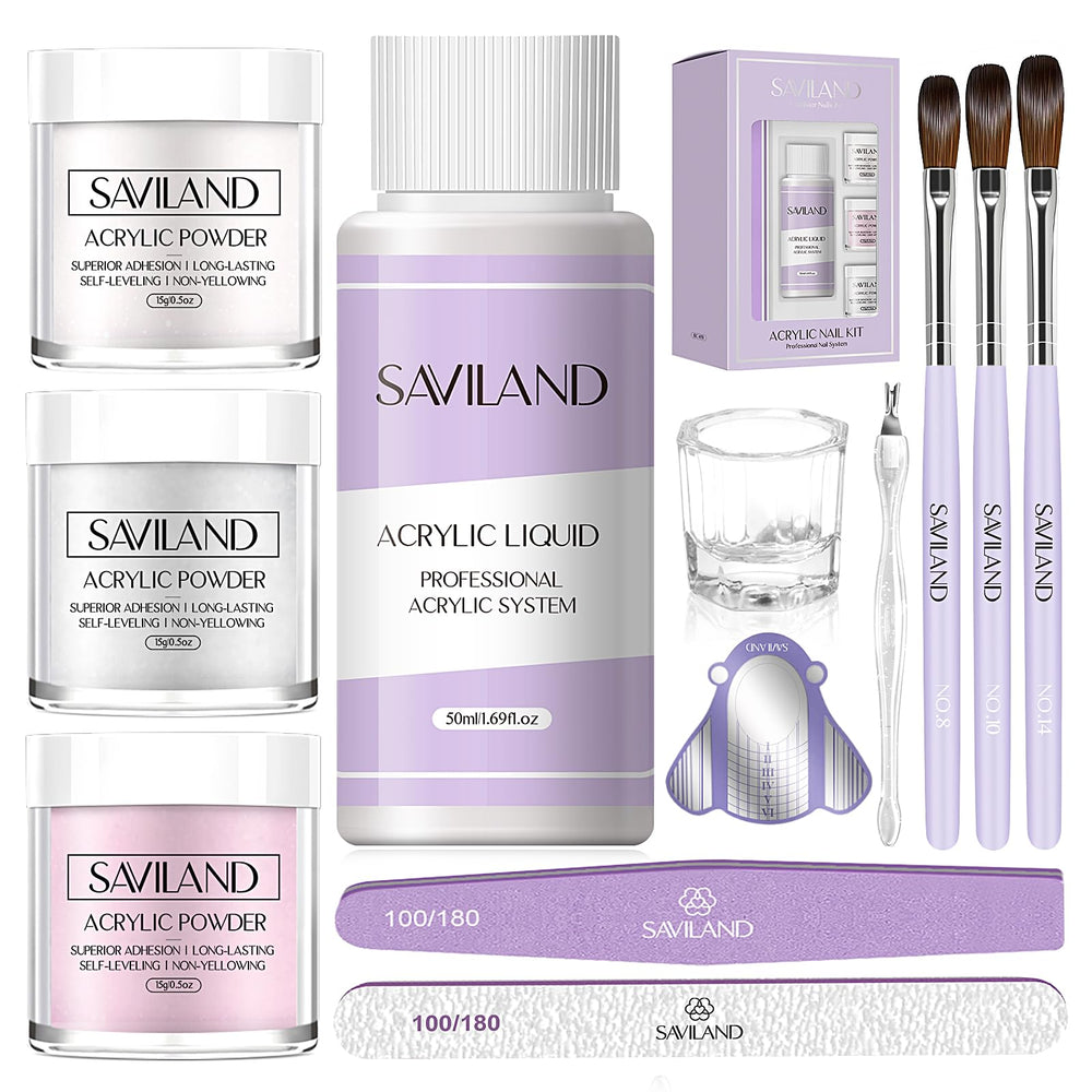 SAVILAND acrylic nail kit starter set — complete DIY home manicure solution.