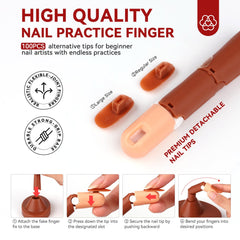 SAVILAND acrylic nail tips collection enables realistic nail art practice.