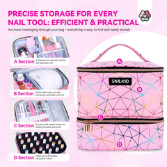 SAVILAND bolsa resistente al agua con cremallera para herramientas de manicura