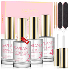 SAVILAND conjunto líquido para inmersión de 15 ml, base y capa superior para brillo.