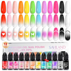 SAVILAND esmalte gel para aerógrafo 12 colores vibrantes