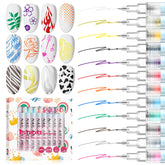 SAVILAND bolígrafos de arte para uñas con 12 colores brillantes para decoraciones finas