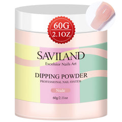 SAVILAND Nude Dip Powder en bote de 60 g para manicuras duraderas.