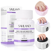 SAVILAND quita-esmalte pegamento-80ml con esponja para retirar uñas de forma suave.