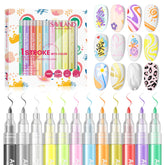 SAVILAND set de bolígrafos para arte de uñas con 12 colores y punta 0,7 mm, para trazos precisos