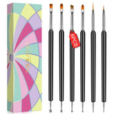 Brochas SAVILAND de 6 piezas frente, ideales para diseños detallados de uñas.