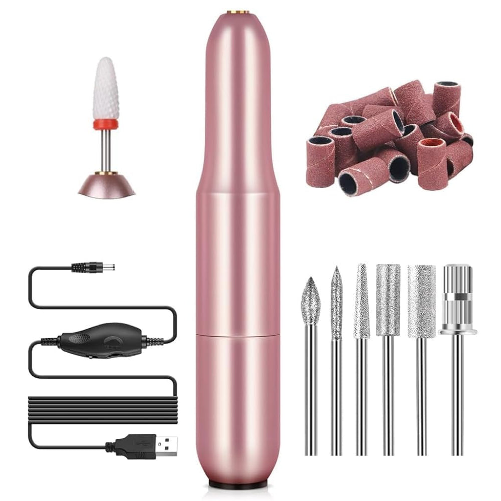 Taladro eléctrico de uñas SAVILAND rosa, ideal para manicuras precisas en casa.