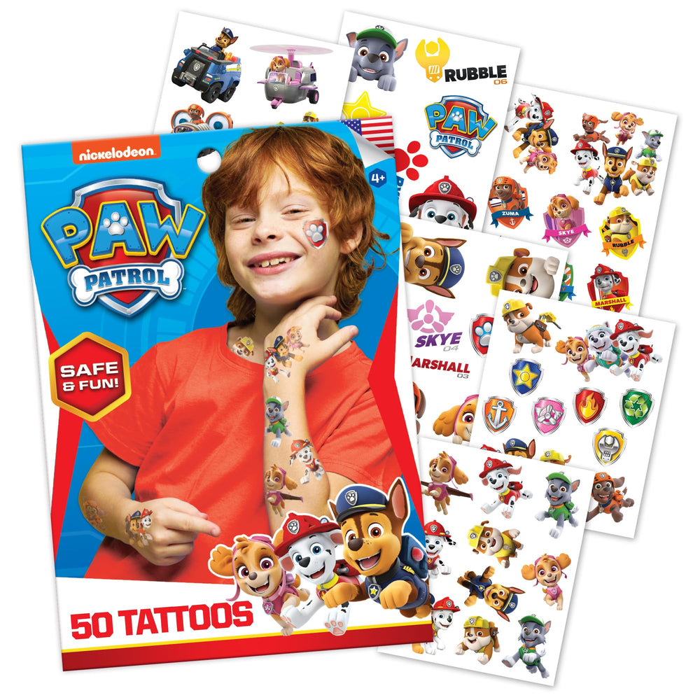 Savvi Paw Patrol tatuajes 50-pack: diseños divertidos para fiestas infantiles.
