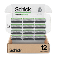 Cartouches Hydro Sensitive Schick dans leur emballage, prêt à l'emploi pour un rasage doux.