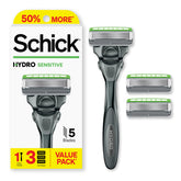 Schick Hydro Sensitive Razor con mango ergonómico para afeitado cómodo.