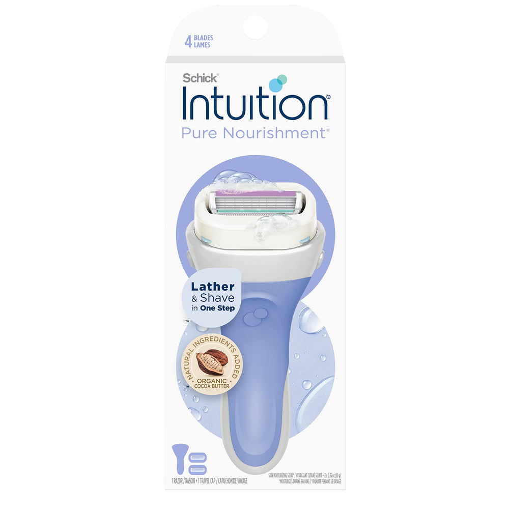 Schick Intuition Pure Nourishment: maquinilla con barra hidratante para piel suave.