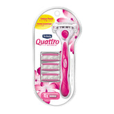 Schick Quattro Mujeres: manija de goma para un agarre cómodo y estable durante el afeitado.