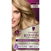 Schwarzkopf Keratin Blonde tinto 8.0 Rubio Medio para color intenso y duradero.