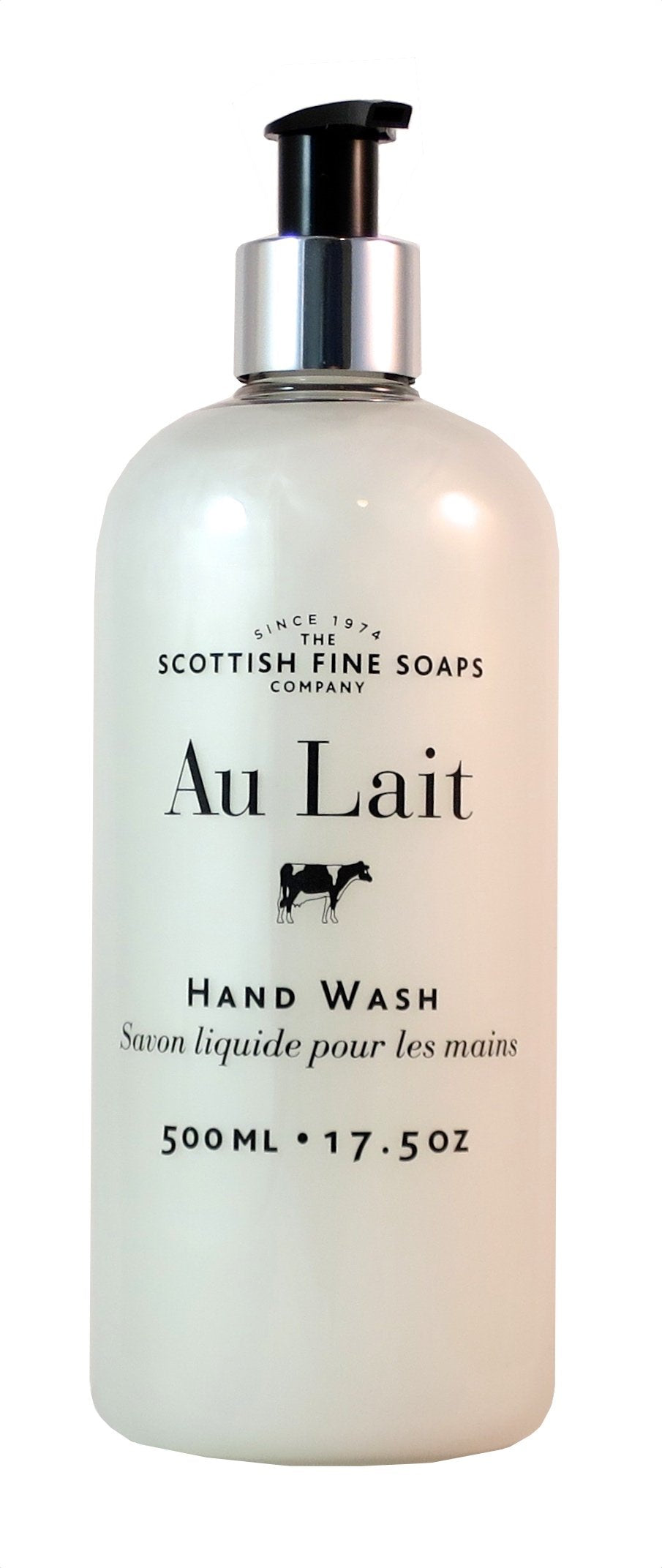 Scottish Fine Soaps Au Lait, botella de jabón de manos suave para uso diario.