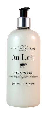 Scottish Fine Soaps Au Lait, botella de jabón de manos suave para uso diario.