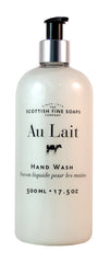 Scottish Fine Soaps Au Lait, botella de jabón de manos suave para uso diario.