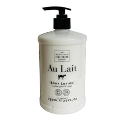 Scottish Fine Soaps Au Lait Locion Corporal, vertido suave de la botella para hidratar todo el cuerpo.