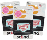 Elásticos Scunci Gel negros con agarre antideslizante para coletas sin deslizamiento.