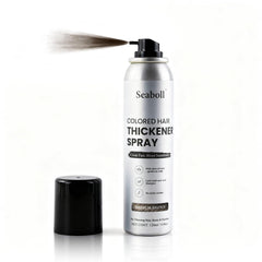 Seaboll root-touch-up spray in natural tones blends gray roots seamlessly.